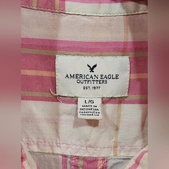 Vintage American Eagle plaid button down lightweight shirt Size Large - Picture 4 of 4